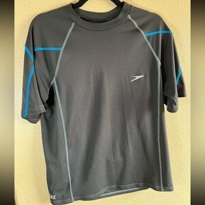 Speedo Black Short Sleeve Swim Shirt with Blue Trim size Small